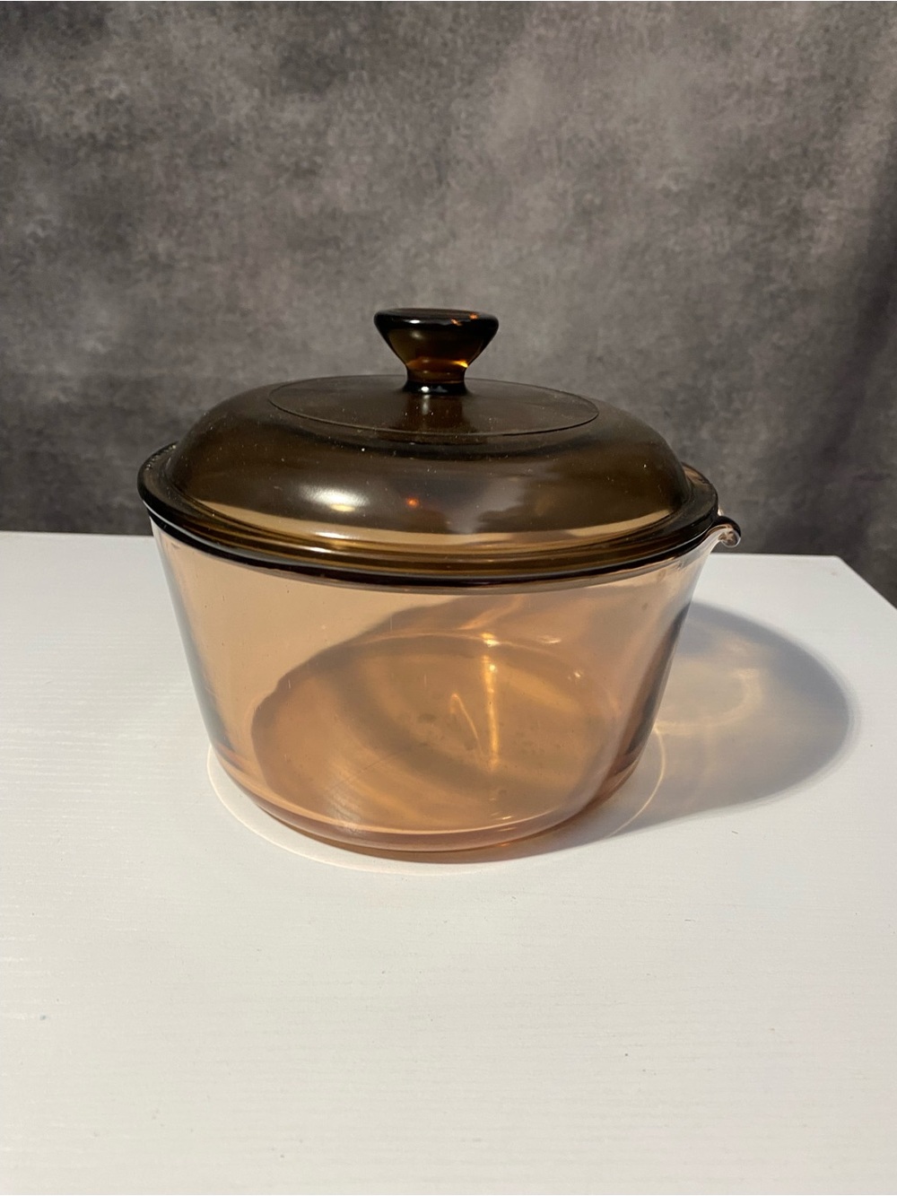 Vintage Corning Visions Amber Glass Saucepan 1L 1 Quart Pot Pour Spout W/ Lid - Picture 4 of 11